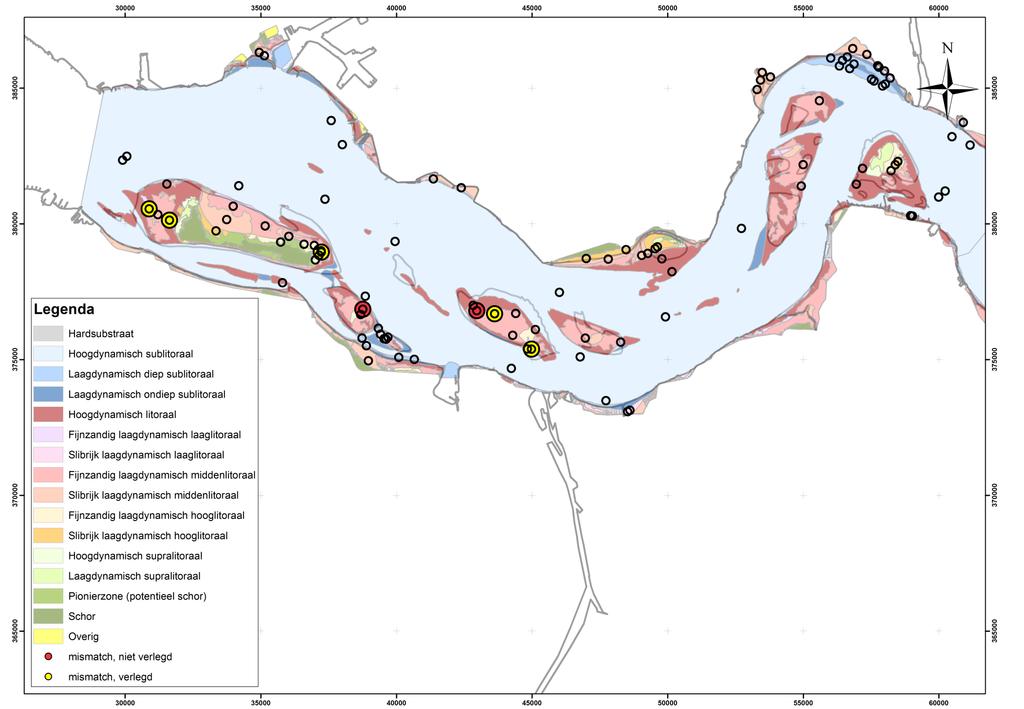 Bijlagen Figuur 0-2: Ligging monsterlocaties in de ecotopen in het zoute deel van de Westerschelde.