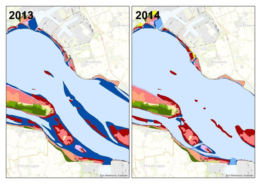 Bijlagen Figuur 0-4: Ecotopenkaart van de Westerschelde ter van de Lage Springer in 2013 en 2014 (versie 3).