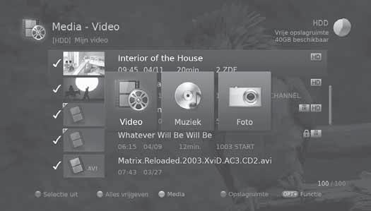 Video Muziek Foto Hiermee worden MP3-bestanden weergegeven. Opmerking: MEDIA of EXIT om af te sluiten. Druk op de knop BACK om terug te gaan naar het vorige scherm.