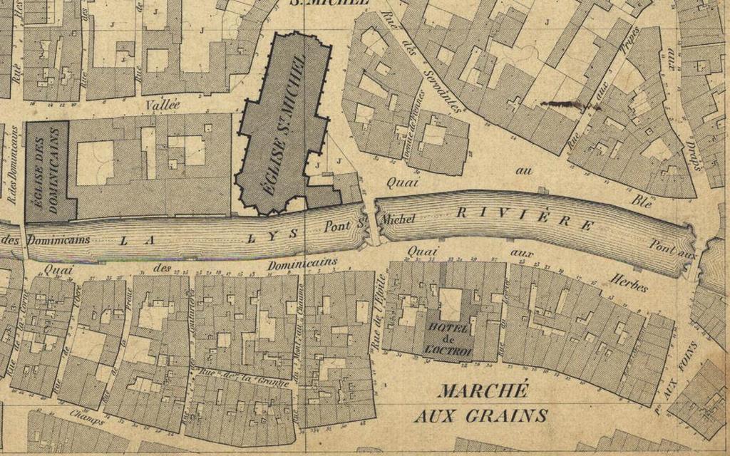 Afgebroken in 1905 Geerard kaart van 1855 Alles werd afgebroken om het postgebouw op de