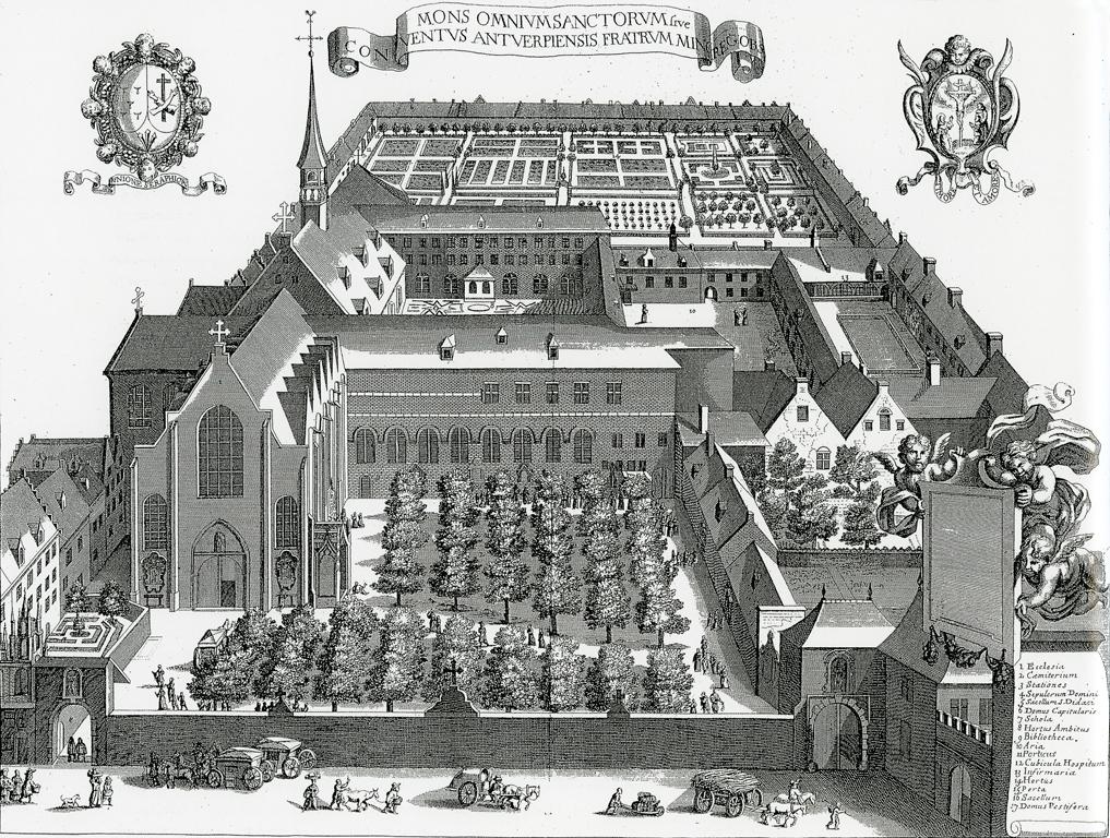 The Monastery of the Minderbroders, Antwerp, after an etching by Jacob Neeffs, 1663,