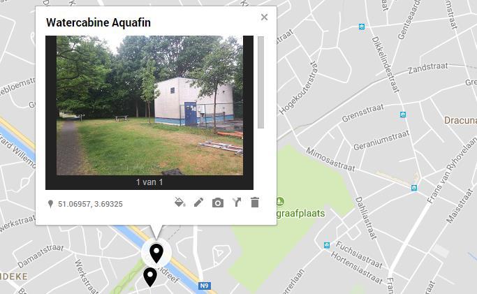 Watercabine Aquafin Adres (straat, huisnummer, stad, postcode) De watercabine is gelegen in het park achter de Kempstraat. Alle tuinen van de Kempstraat komen uit op dit park.