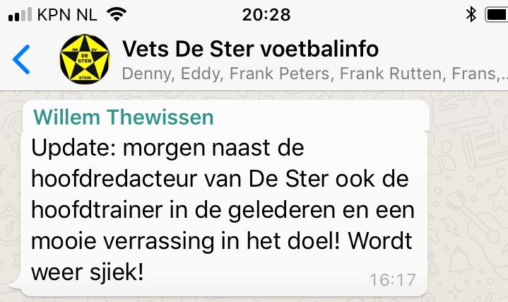 ) en doanoa wie De Sjter unne penalty claimde noa unne dikke handbal ( Als jullie zo moeten winnen! ). Maar goud, coach Maas bleef wie ummer rustig en leet ziene opponent blèren.