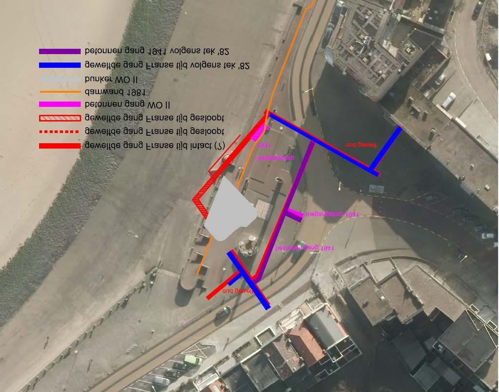 gesloopt, maar alleen de noordwestelijke hoek, waar deze buiten de zeewering lag. Achter de zeewering is alleen tot net onder maaiveld gesloopt.