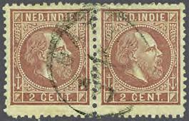 III 2 cent lilabruin in gecombineerd tandingpaar 11½ x 12 en 12½ x 12, pracht ex.