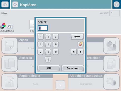 4. Voer het aantal exemplaren in en raak vervolgens de knop OK aan. 5.
