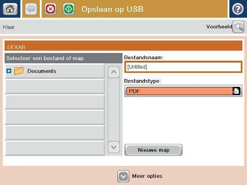 3. Raak in het beginscherm van het bedieningspaneel de knop Opslaan op USB aan. OPMERKING: Voer uw gebruikersnaam en wachtwoord in wanneer u hierom wordt gevraagd. 4.