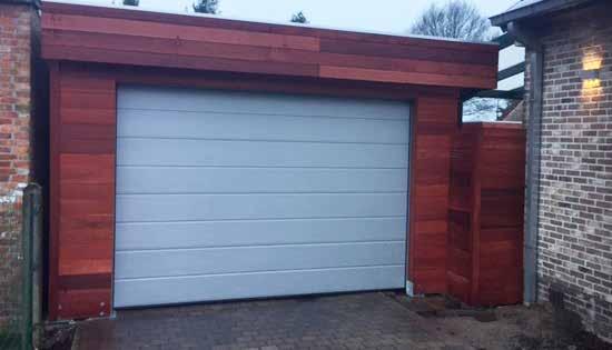 Garage plat dak/garage toit plat Plat dak Toit plat TECHNISCHE SPECIFICATIES Paneelbouw met plankdikte : 19mm, 32mm Deurbreedte : dubbel 2,50m Deurhoogte : 2m 2