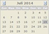 Klik op het kalenderpictogram. Selecteer de gewenste datum in de kalender die verschijnt. Om van maand te veranderen, klik je op de pijltjes bovenaan links en rechts.