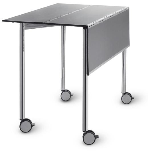 Join Me Tables Tafels Gracile mais néanmoins robuste, le plateau de table à trois segments est disponible, au choix, en aluminium ou avec une surface en mélamine.