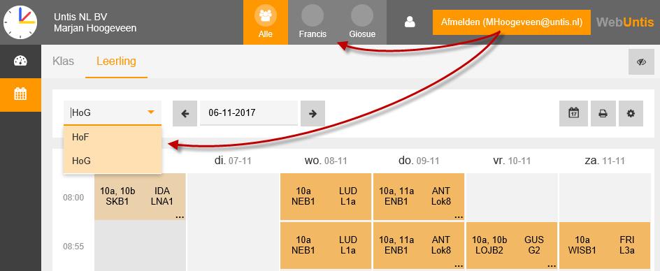 WebUntis Basispakket 30 Na aanmelding in WebUntis heeft de ouder automatisch toegang tot de roostergegevens van zijn/haar kind(eren).