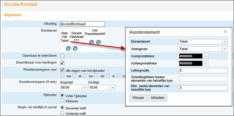 Roostercel Met de blauwe buttons onder en naast het uurcel-blok kunt u de grootte van een roostercel aanpassen. Met een klik op een roosterelement (of op een nog leeg veld =?