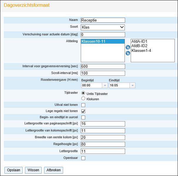 WebUntis Basispakket 73 Op de activiteitenlijst worden alleen activiteiten getoond, die in WebUntis zijn aangemaakt met de module Reserveringen.