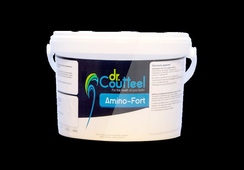 Amino-Fort Elektrolyten Aminozurensupplement AMINO-FORT bevat 20 aminozuren waarvan het aandeel van Methionine, Choline en Lysine meer dan 30% bedraagt.