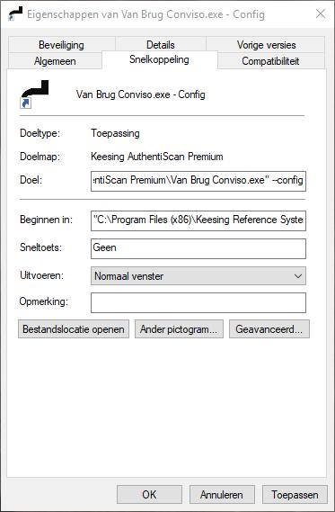 4.5 Configuratie Conviso ID-scan Snelkoppeling config Voordat er gewerkt kan worden met de Conviso ID-scan software dient de configuratie nog afgerond te worden.