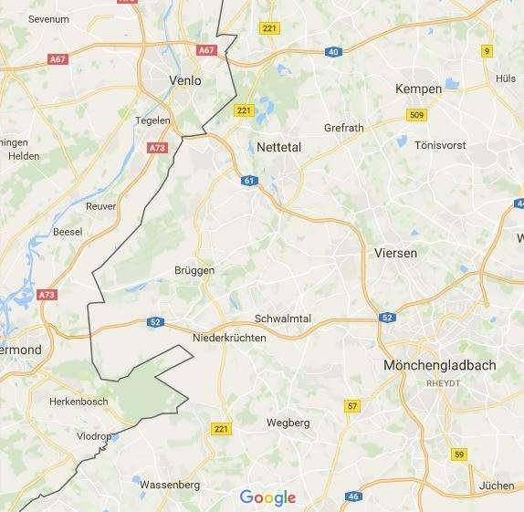 De grens over Duitsland: Viersen Grefrath Dalheim-Rödgen