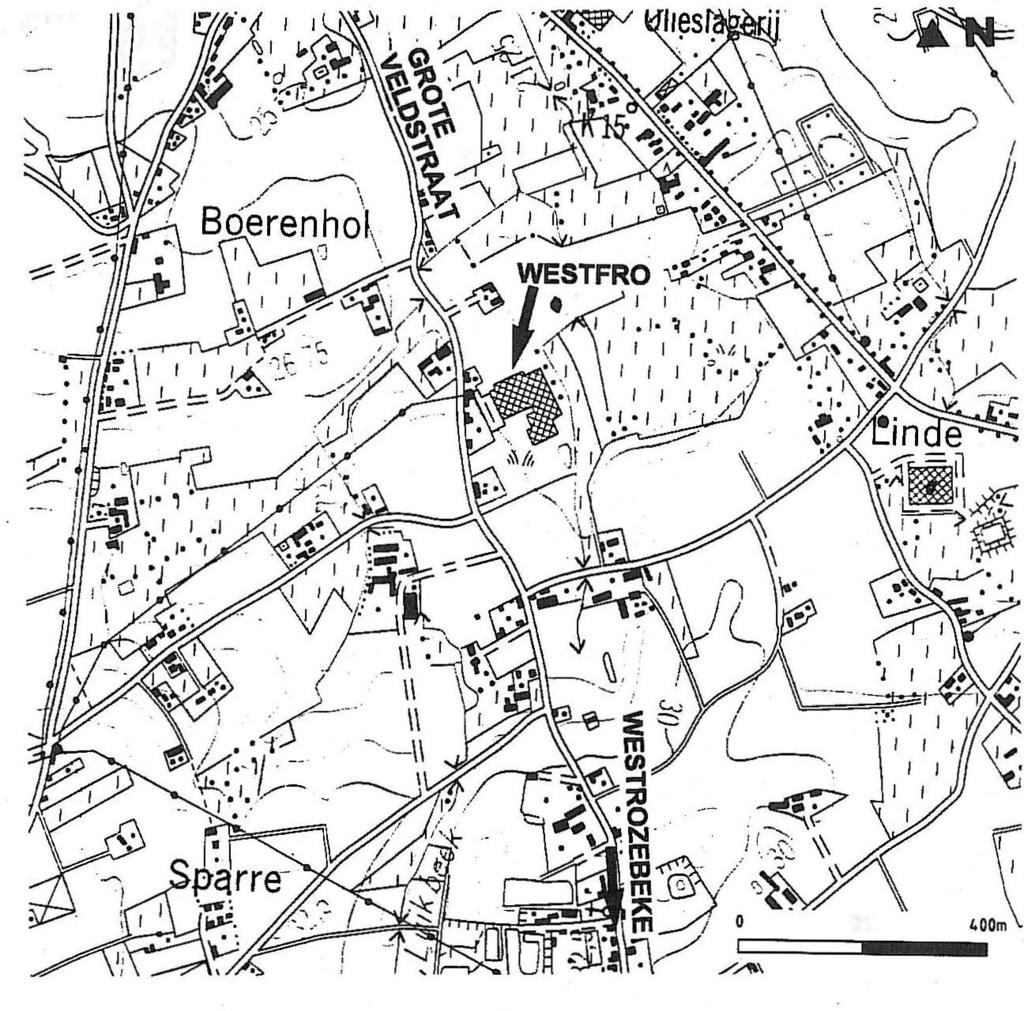 2 Ondiep grondwater Staden 2. LGGNG De ligging van het te onderzoeken terrein is weergegeven op figuur 1. Het ligt op ca.