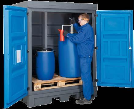 Kunststof opslagdepots voor gevaarlijke stoffen Gevaarlijke-stoffendepot Geheel van kunststof (Polyethyleen) voor max. 2 x 200-liter-vat. Bestelnr. 17-1135 B, EU-bestelnr.
