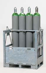 Interieur standaard voorzien van flessenhouders en kettingen voor veilige opslag van de gasflessen. Ook geschikt voor opslag van standaard gasflessenpallets. Leverbaar met of zonder roosterbodem.