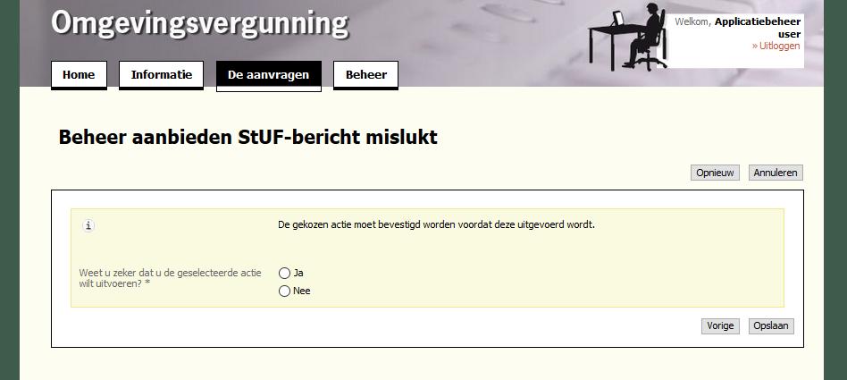 StUF-bericht opnieuw aanbieden Handmatig afhandelen. Boven deze vraag staat een informatieblok waarin onderstaande keuzes en resultaten van de actie worden beschreven.