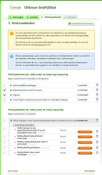 5.1.5 Overzicht werkzaamheden Uiteindelijk wordt het overzicht van werkzaamheden getoond. De werkzaamheden kunnen gespecificeerd worden.