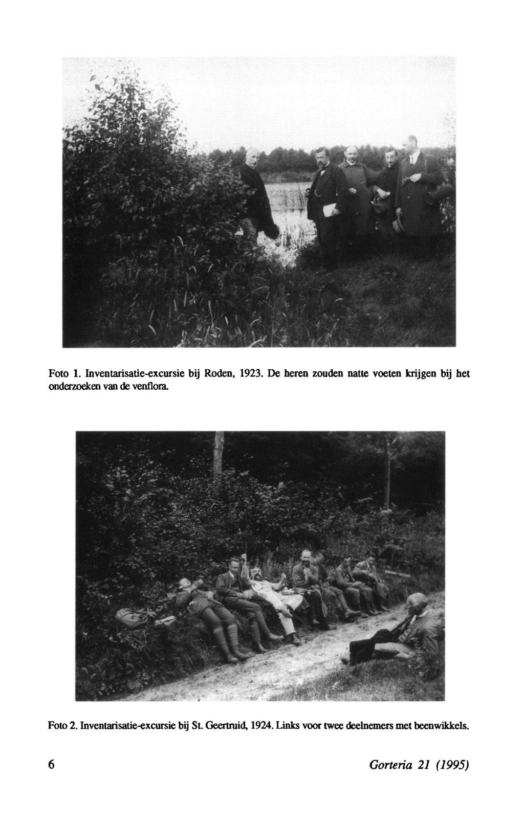 Foto 1. Inventarisatie-excursie bij Roden, 1923. De heren zouden natte voeten krijgen bij het onderzoeken van de venflora.