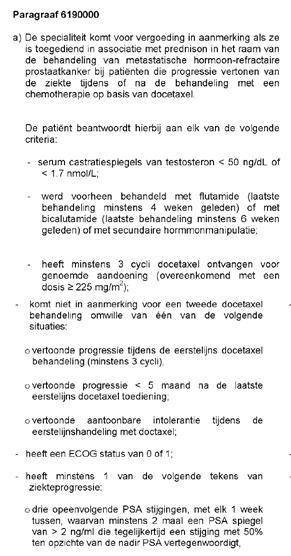 New Belgian Jevtana reimbursement