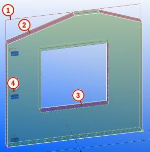 Optie Beschrijving Teken palletas Controle wand naar pallet Palletbreedte Palletlengte Max. dikte betonelement 1. Basisvorm 2. Geometrie van het hoofdelement 3. Uitsparingsgeometrie 4.