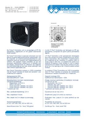 koppeling 4 x par connexion DS INFILTRATIEKRAT 60X60 slw60 + AANSLUITing Ø160 DS CAISSE D INFILTRATION 60X60 SLW60 + raccordement Ø160 Code : 5617 Gewicht Poids 20,7 60 x 60 x 60 Volume (L) 205