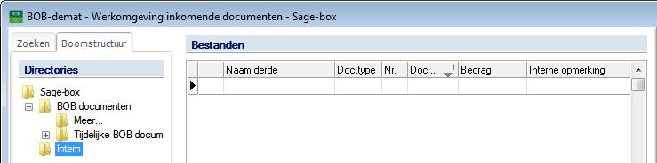 BOB-demat Inkomende documenten Bijkomende bewerkingen Documenten toevoegen In de Sage-box kunnen eveneens documenten worden toegevoegd, onafhankelijk van BOB-demat.