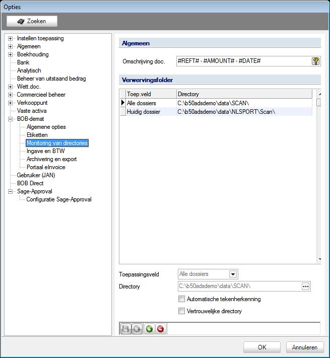 Praktische gids Ingebruikname Monitoring van directories BOB-demat controleert regelmatig één of meerdere directories om na te gaan of er nieuwe documenten zijn, die moeten worden verwerkt en geboekt.