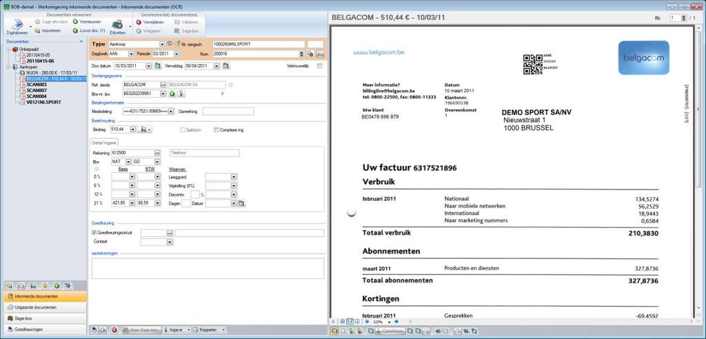 Praktische gids Ingebruikname De OCR-herkenning van de documenten in de eerder gekozen folders, start bij het openen van het dossier.