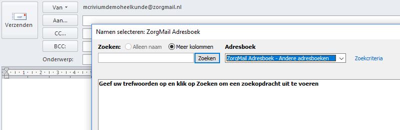 1 opstellen (binnen de ZorgMail Community) U kunt een nieuwe e-mail opstellen door linksboven te klikken op Nieuwe e-mail.
