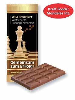 Inhoud 1 melk of pure chocoladereep, ca. 75 gr. Opmerking 12 maanden ca.