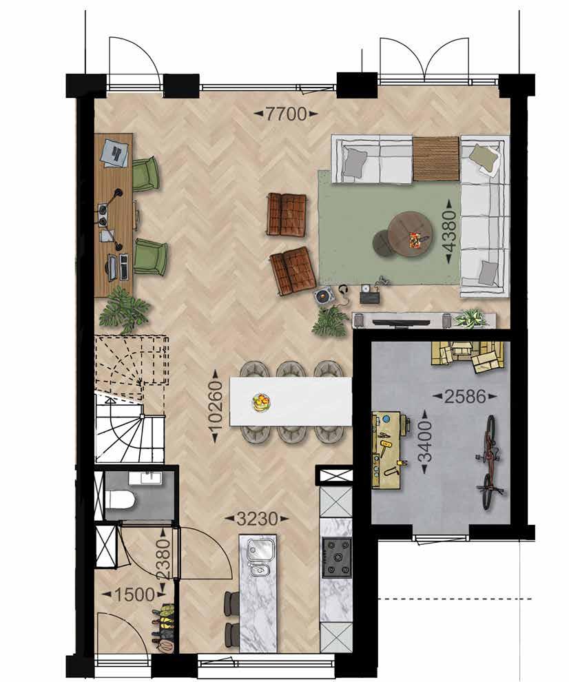 De woningen hebben veel uitbreidingsmogelijkheden. De tuinen bieden blijvend vrij uitzicht.