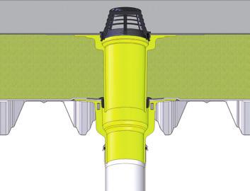 SitaTrendy verhogingselement SitaTrendy schroefflens dakkolk, verticaal Inbouwvoorbeeld D: SitaGreen voor intensieve dakbegroeiing met geperforeerd raamwerk in een dakopbouw met intensive