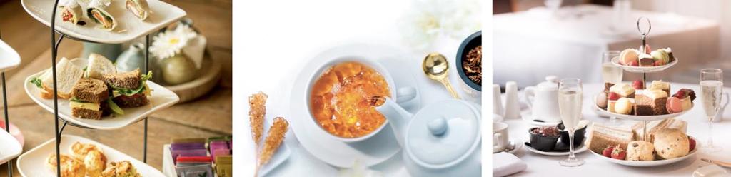 Afternoon Tea Soepje van de chef Huisgemaakte quiche Bourgondische sandwiches Rijkelijk gevulde wrap Muffins Scones & clotted cream Petit