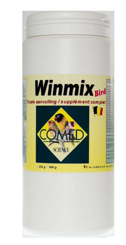 BASISVERZORGING WINMIX MULTI VITAMINE - TOTALE AANVULLING Winmix geeft de vogels alle vitaminen en oligo-elementen die noodzakelijk zijn voor een actief en harmonieuse leven.