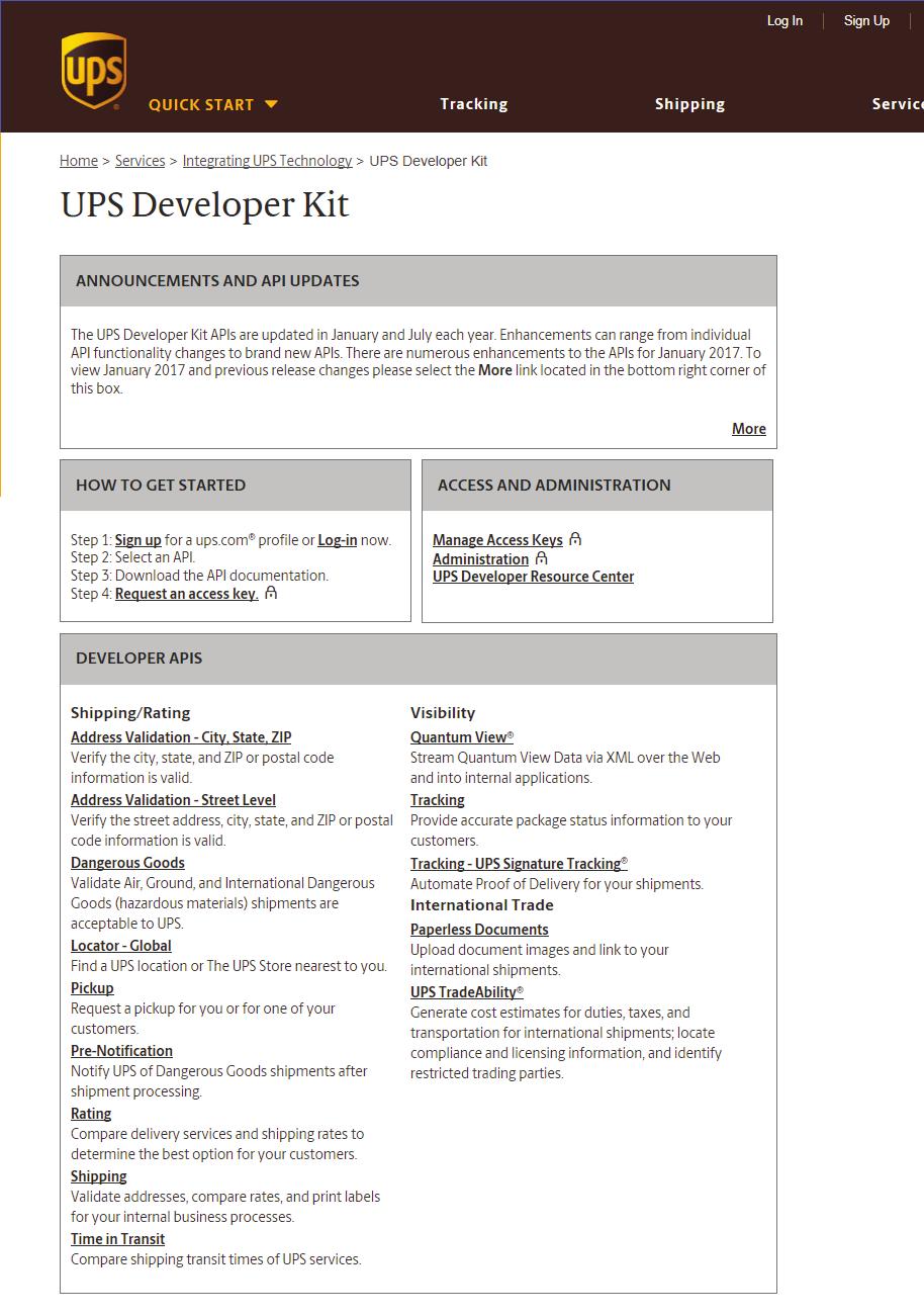 Welkom bij de Gebruikersgids voor de UPS Developer Kit. In deze gids leest u hoe u de developer kits en servers kunt openen om tests en transacties met UPS uit te voeren.