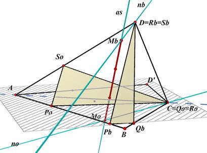 Figuur 7 - x mininaal Figuur 8 - x maximaal In Figuur 7 (waarin de uitslag van ABCD is weergeven in het vlak van driehoek ABD) is a > d.