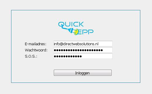 1.6 De nieuwe inlogprocedure QuickEPP heeft vanaf v2 een nieuwe inlogprocedure. Dit heeft alles te maken met de encryptie die we toepassen op uw data.