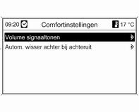 Instrumenten en bedieningsorganen 137 Comfortinstellingen Volume signaaltonen: Wijzigt het volume van geluidssignalen. Autom.