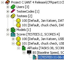 Dan: (1) 1: Verlaag Assessmentnummer 2: klik op Build scores (2) In de projectboom kunt u zien dat voor testee 101 de correcties zijn doorgevoerd.