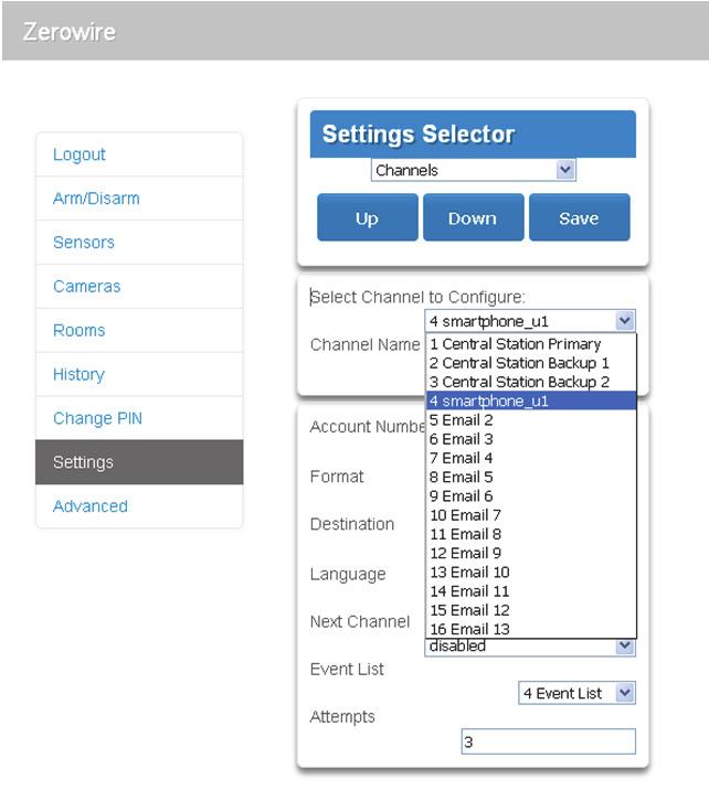 Click Channels from the Settings Selector. 4.