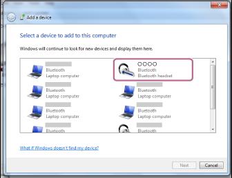 Als de apparaten niet verbonden zijn, raadpleegt u "Verbinden met een gekoppelde computer (Windows 7)". Als [WH-H800 (h.ear)] niet op het scherm verschijnt, probeer dan opnieuw vanaf stap 3.