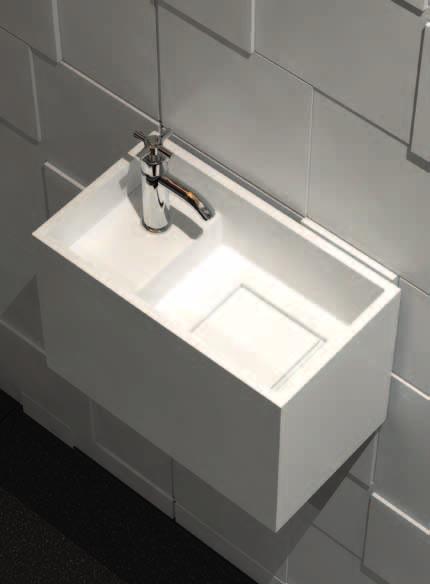 WC & Fonteintjes - WC & Lave-mains Acrylic Solid Surface MAATWERK - SUR MESURE NL FR Pure White heeft 2 fonteintjes: de Piccolo Compact en de Piccolo Grande.