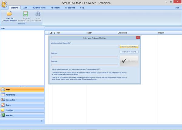 Gebruikersinterface Stellar OST to PST Converter - Technician heeft een eenvoudige en makkelijk te gebruiken Grafische gebruikersinterface (GUI).