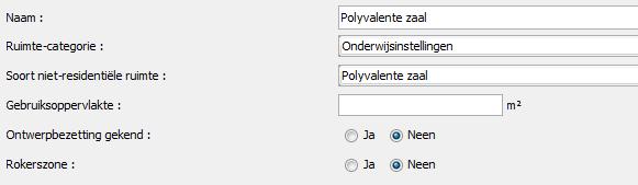 ruimtecategorie onderwijsinstellingen de polyvalente zaal aan te duiden. 8.