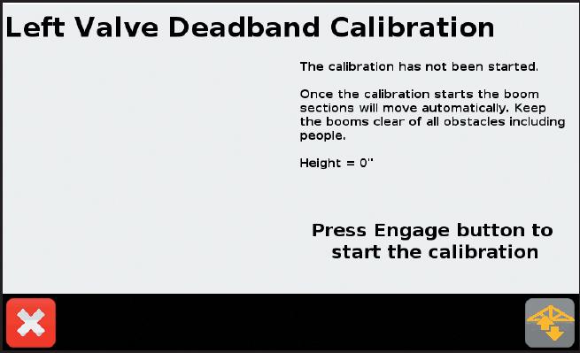 In het scherm Deadband kalibreren of Helling kalibreren drukt u op Inschakelen om de kalibratie te starten. 9. Herhaal stap 5 t/m stap 8 totdat alle zones gekalibreerd zijn en druk daarna op.
