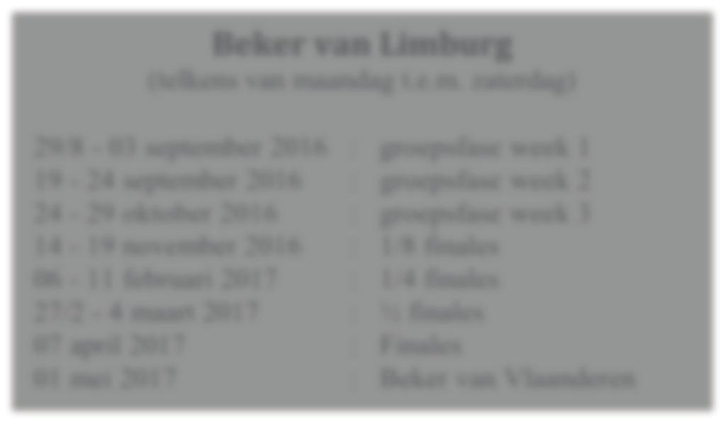SPORTKALENDER 2016-2017 Beker van Limb